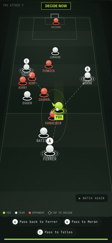 A decision moment in the game